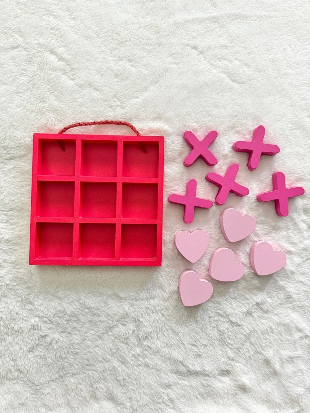 Valentine’s Day Tic Tac Toe Wooden Game Red Pink Hearts and X